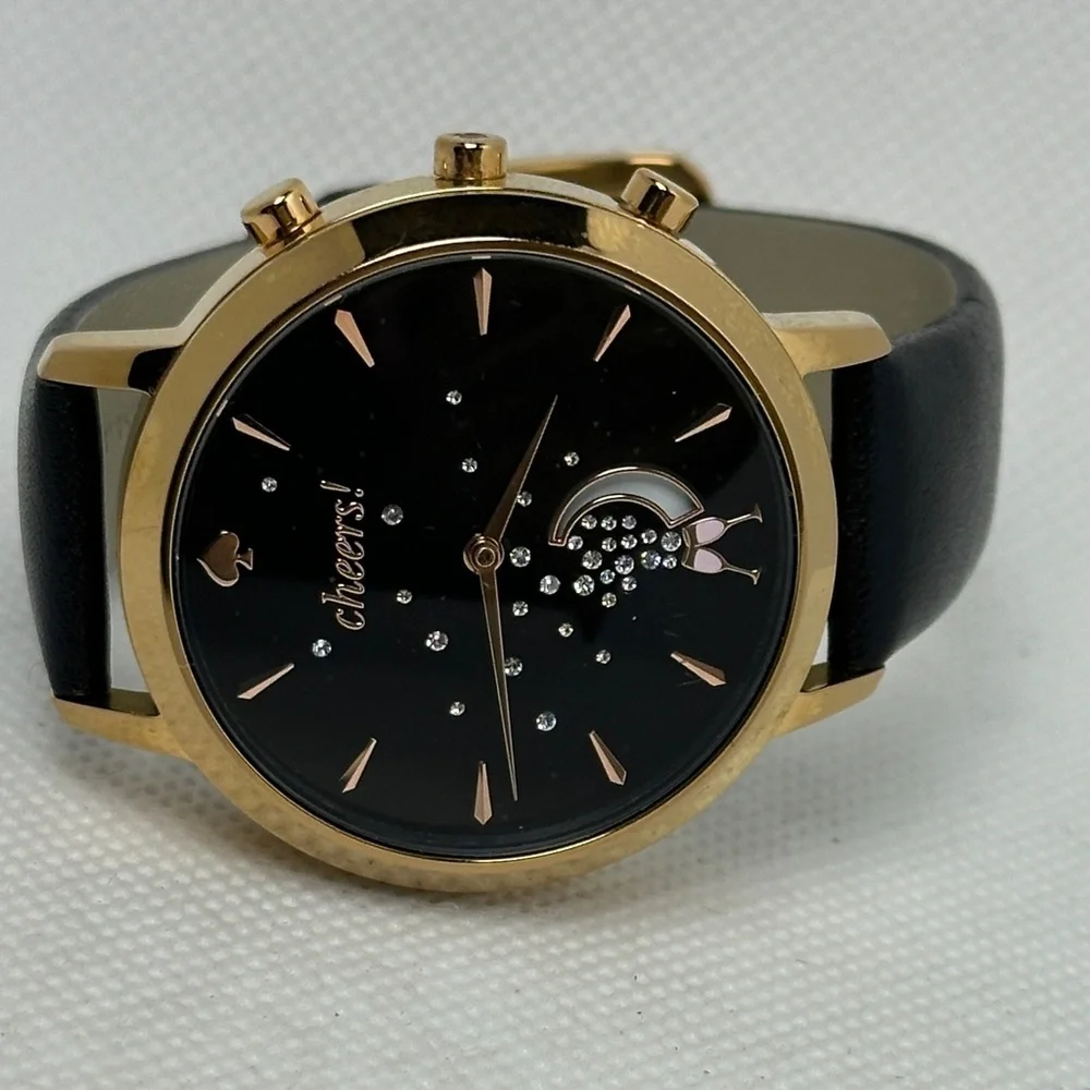 Kate Spade Women's Grand Metro “Cheers” Black and Gold Hybrid Smartwatch